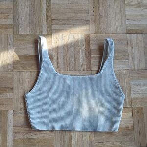 Babaton Ribbed Cream Crop Top